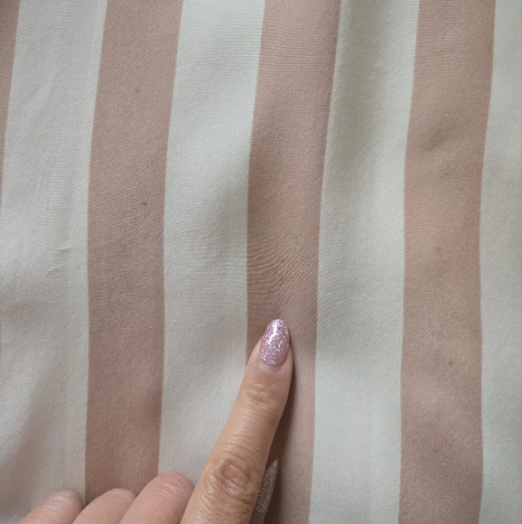 FRAME Striped Silk Button-Up Top, Pink and Cream, S